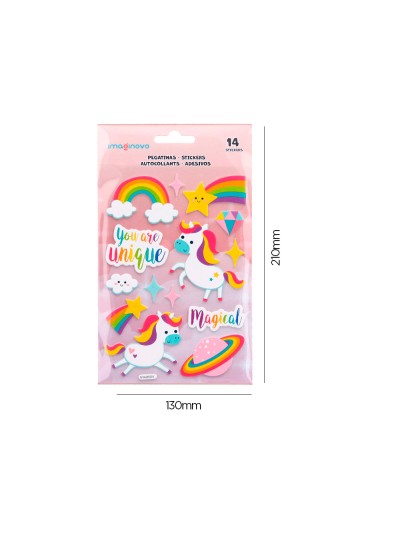 Pegatinas imaginovo unicornios magic dreams con relieve 210x130 mm en blister