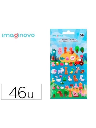 Pegatinas imaginovo cute animales granja con relieve 190x105 mm en blister