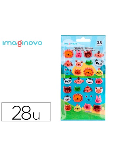 Pegatinas imaginovo cute animales salvajes caras con relieve 190x105 mm en blister