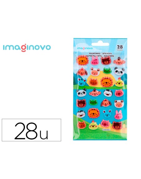 Pegatinas imaginovo cute animales salvajes caras con relieve 190x105 mm en blister