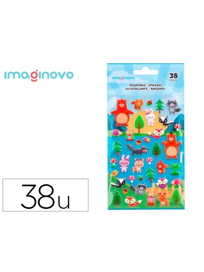 Pegatinas imaginovo cute animales bosque con relieve 190x105 mm en blister