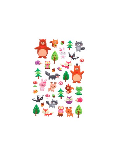 Pegatinas imaginovo cute animales bosque con relieve 190x105 mm en blister