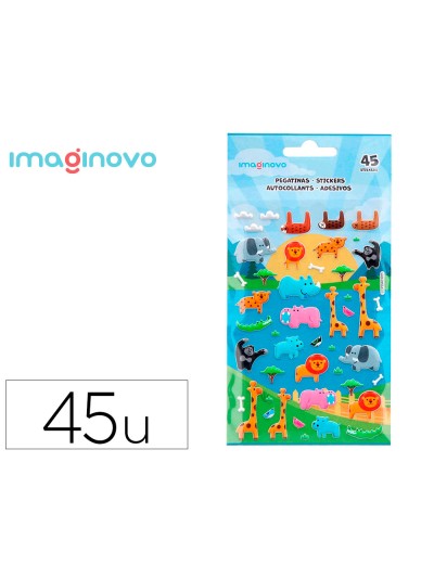 Pegatinas imaginovo cute animales safari con relieve 190x105 mm en blister