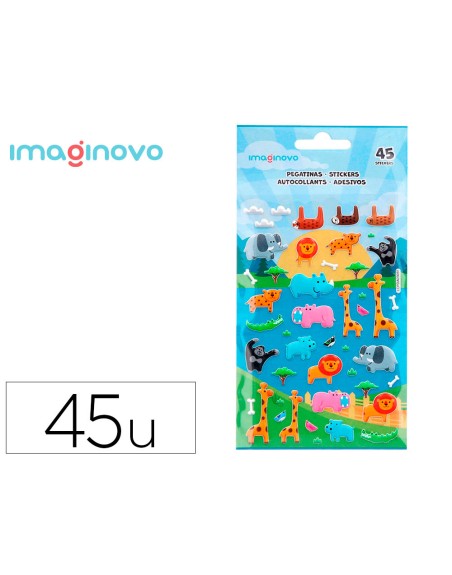 Pegatinas imaginovo cute animales safari con relieve 190x105 mm en blister