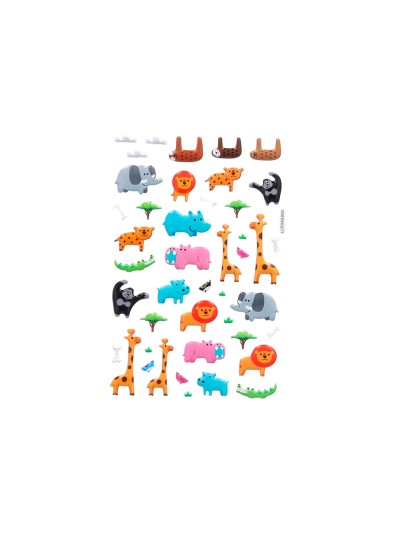 Pegatinas imaginovo cute animales safari con relieve 190x105 mm en blister