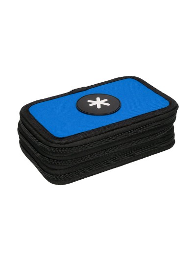 Plumier escolar antartik triple cremallera color azul 36 piezas