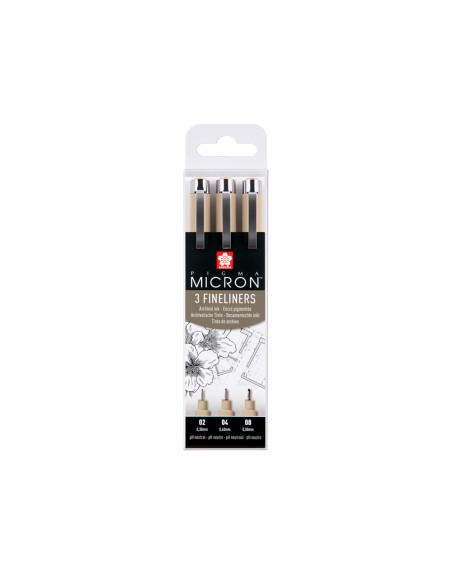 Rotulador sakura pigma micron negro estuche de 3 unidades
