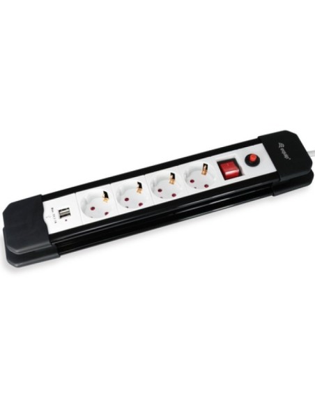 Regleta equip 245553 con 4 tomas + 2 puertos usb