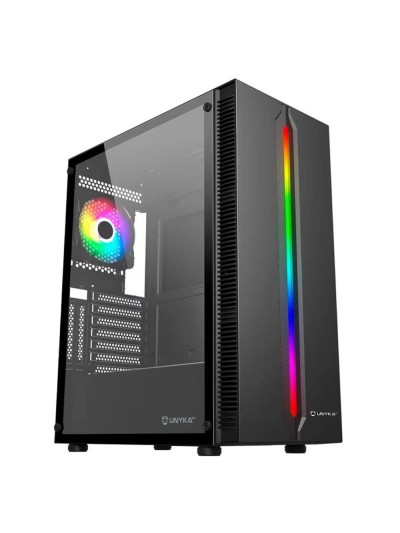 Caja ordenador gaming unyka lumina 205 atx argb cristal templado negro