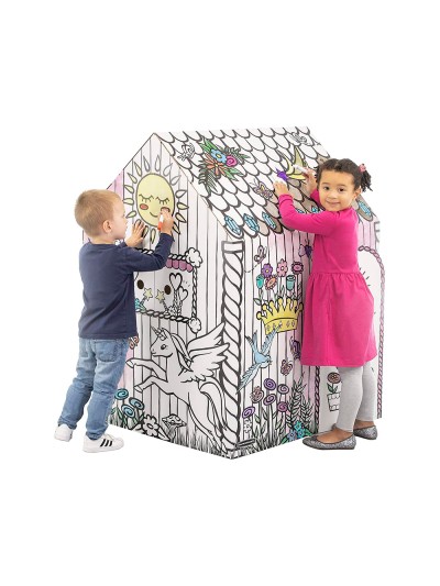 Casa de juego bankers box playhouse unicornio para pintar fabricada en carton reciclado 1210x960x810 mm