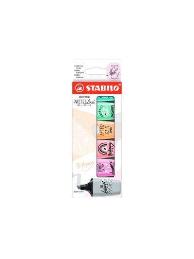 Rotulador stabilo boss mini pastel love estuche de 6 unidades colores surtidos