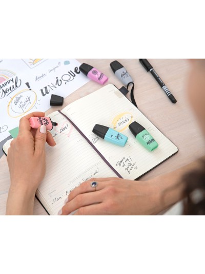 Rotulador stabilo boss mini pastel love estuche de 3 unidades fucsia helado/naranja palido/gris