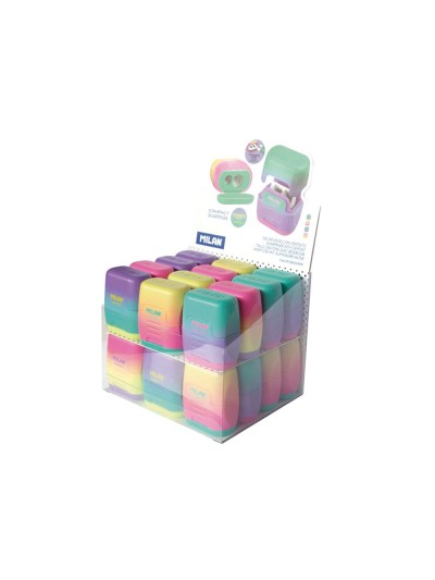 Sacapuntas milan compact sunset plastico 2 usos colores surtidos