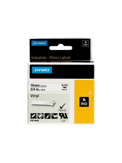 Cinta dymo vinilo blanco 19mm x 5,5mt para etiquetadora rhino