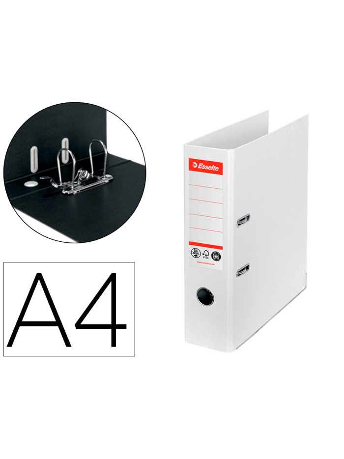 Archivador de palanca esselte n 1 co2 neutral din a4 carton forrado lomo 75 mm blanco Archivador de palanca esselte n 1 co2 neutral din a4 carton forrado lomo 75 mm blanco