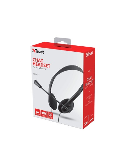 Auricular trust primo chat headset para pc y laptop longitud cable 1,8 m con microfono conexion jack 3.5