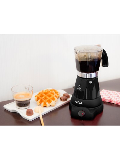 Cafetera jocca italiana electrica capacidad 6 tazas jarra transparente sin cables 220-240v color negro