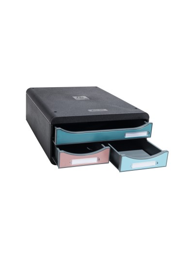 Fichero cajones de sobremesa exacompta skandi din a4+ polipropileno reciclado 3 cajones colores surtidos