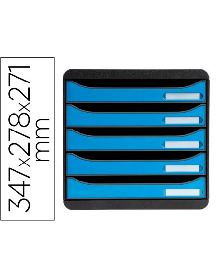 Fichero cajones sobremesa exacompta big-box clean safe 5 cajones azul