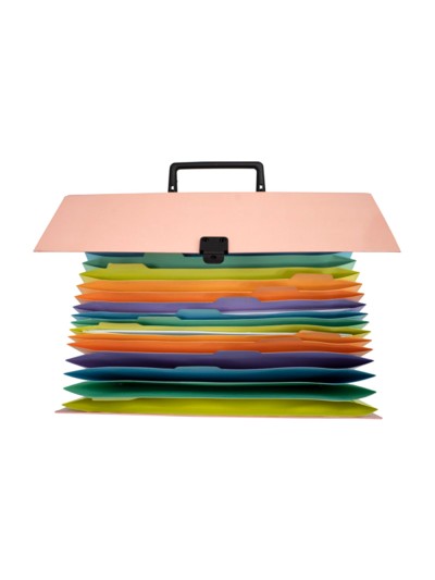 Maletin exacompta aquarel con fuelle carton forrado 18 departamentos colores surtidos