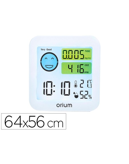Medidor de aire orium quaelis 20 medidor de co2 y cov superficie 30 m2 pantalla lcd color blanco 8x2,5 x 8 cms