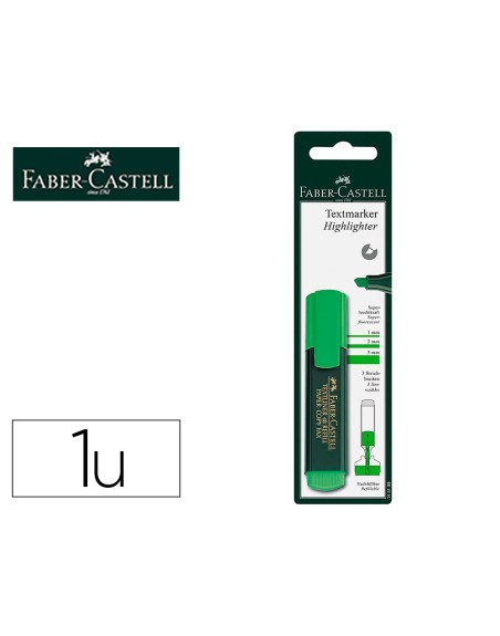 Rotulador faber castell fluorescente textliner 48-63 verde blister de 1 unidad
