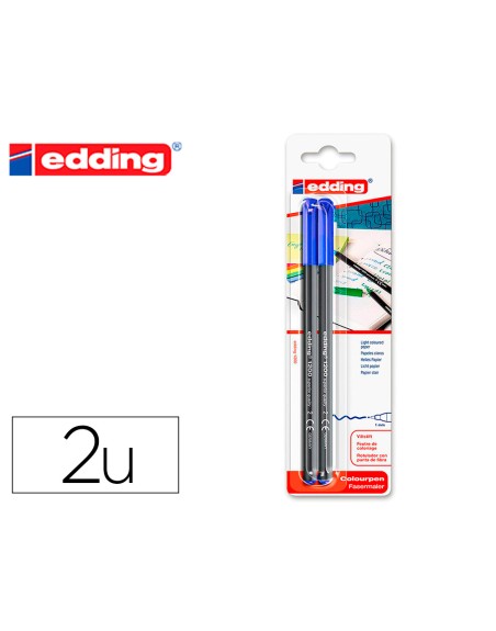 Rotulador edding punta fibra 1200 azul n.3 punta redonda 0.5 mm blister de 2 unidades