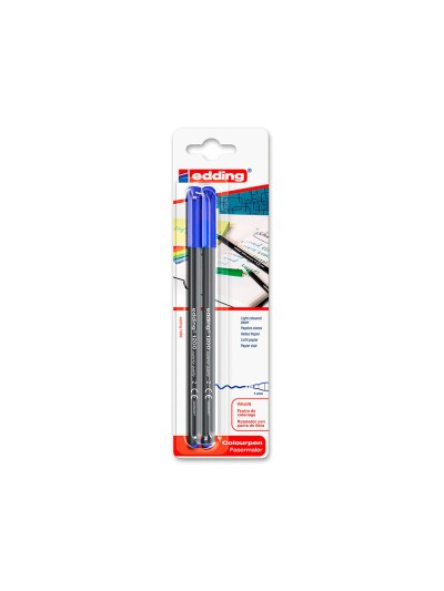 Rotulador edding punta fibra 1200 azul n.3 punta redonda 0.5 mm blister de 2 unidades