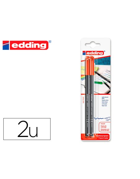 Rotulador edding punta fibra 1200 rojo n.2 punta redonda 0.5 mm blister de 2 unidades