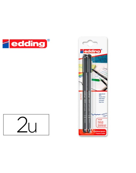 Rotulador edding punta fibra 1200 negro n.1 punta redonda 0.5 mm blister de 2 unidades