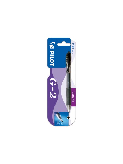 Boligrafo pilot g-2 negro tinta gel retractil sujecion de caucho en blister