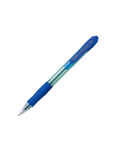Boligrafo pilot super grip azul retractil sujecion de caucho tinta base de aceite en blister de 2 unidades