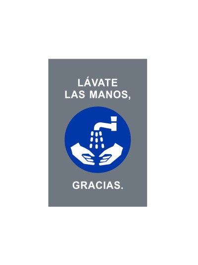 Alfombra para suelo de paso novus lavate las manos gracias fondo gris 90x60 cm