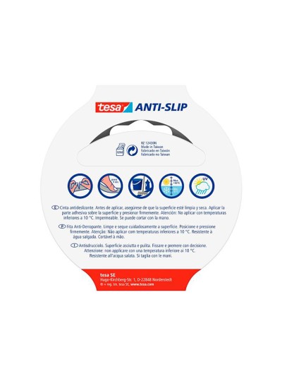 Cinta antideslizante adhesiva tesa uso interior / exterior color negro 15 mt x 25 mm
