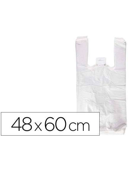 Bolsa camiseta reciclada 70% blanca 50 mc 48x60 cm apta legislacion de bolsas 2021
