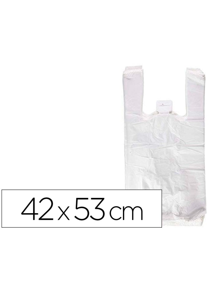 Bolsa camiseta reciclada 70% blanca 50 mc 42x53 cm apta legislacion de bolsas 2021 Bolsa camiseta reciclada 70% blanca 50 mc 42x53 cm apta legislacion de bolsas 2021