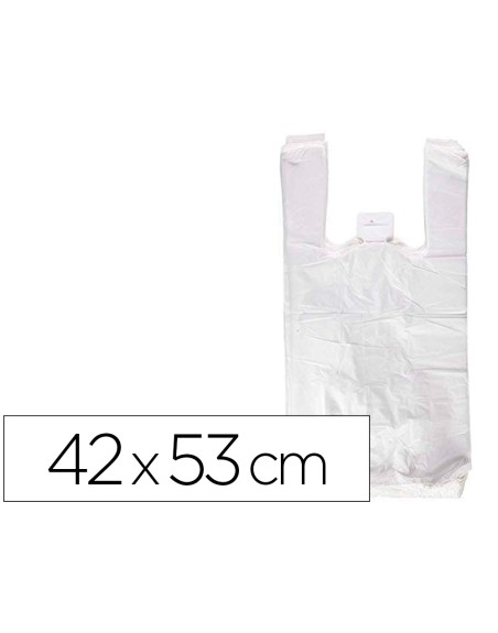 Bolsa camiseta reciclada 70% blanca 50 mc 42x53 cm apta legislacion de bolsas 2021