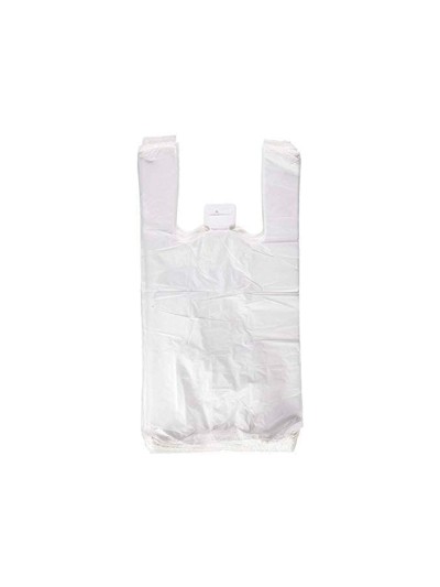 Bolsa camiseta reciclada 70% blanca 50 mc 30x40 cm apta legislacion de bolsas 2021