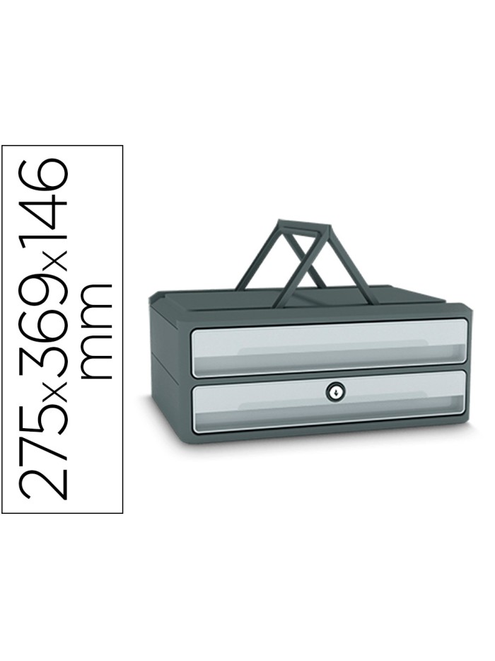 Fichero cajones de sobremesa cep moov up reciclado 80% con cerradura reciclado 80% 2 cajones color gris Fichero cajones de sobremesa cep moov up reciclado 80% con cerradura reciclado 80% 2 cajones color gris