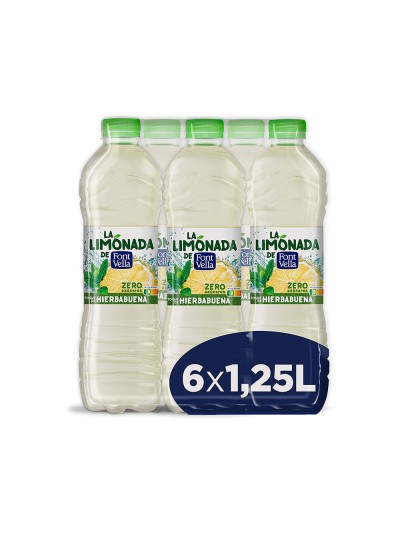 Agua mineral natural font vella limonada zero con zumo de limon botella 1,25 l
