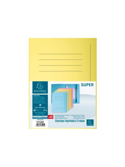 Subcarpeta cartulina con 3 solapas exacompta din a4 impresa amarillo canario 210 gr
