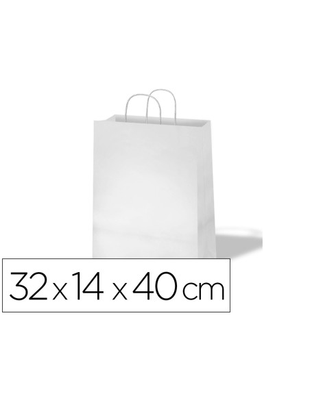 Bolsa kraft basika celulosa blanco 90 gr asa retorcida tamaño /'l/' 320x140x400 mm