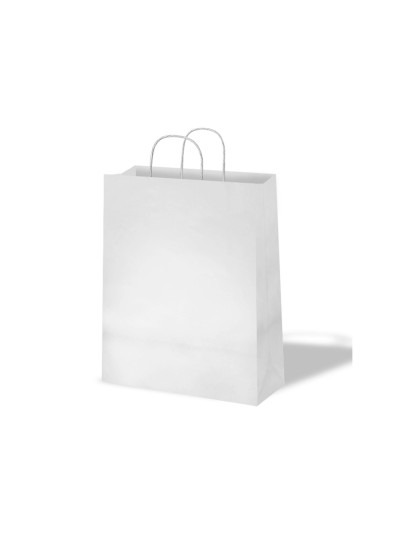 Bolsa kraft basika celulosa blanco 90 gr asa retorcida tamaño /'l/' 320x140x400 mm