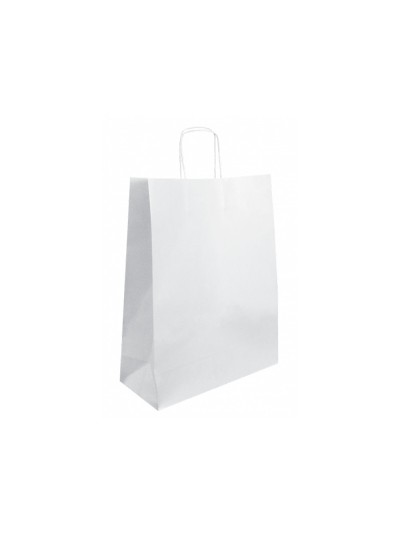Bolsa kraft basika celulosa blanco 90 gr asa retorcida tamaño /'l/' 320x140x400 mm
