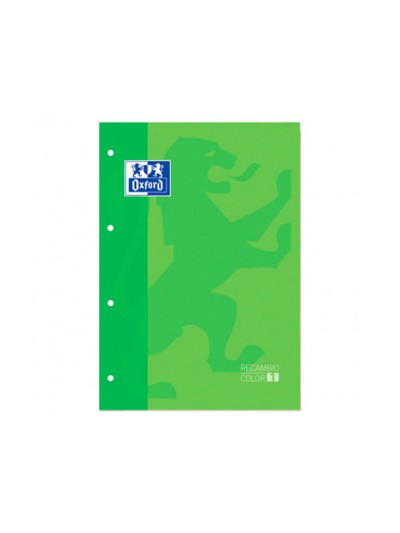 Recambio color 1 oxford din a4+ 80 hojas 90 gr cuadro 5 mm 4 taladros color verde manzana