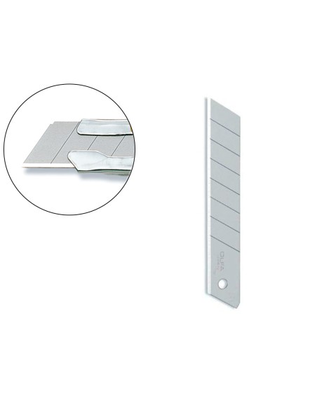 Repuesto cuchilla cutter olfa ancho 18 mm para cuter l-1 blister de 10 unidades