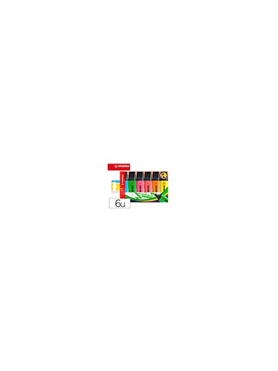 Rotulador stabilo boss fluorescente 70 estuche de 6 unidades colores surtidos