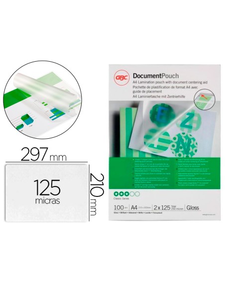 Bolsa de plastificar gbc din a4 125 mc acabado brillo caja de 100 unidades