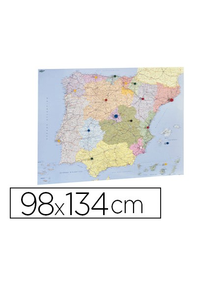 Mapa mural faibo españa y portugal autonomico plastificado enrollado 98x134 cm