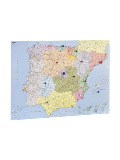 Mapa mural faibo españa y portugal autonomico plastificado enrollado 98x134 cm